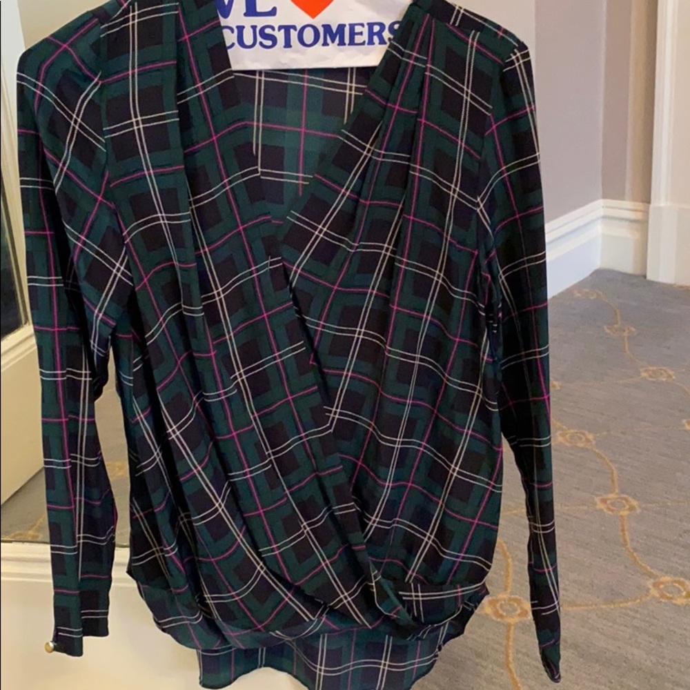 Amanda Uprichard plaid silk blouse